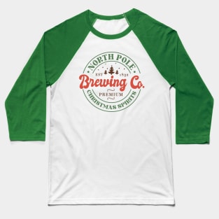 North Pole Brewing Co - Christmas Spirits Design Baseball T-Shirt